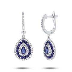 0.47ct Diamond & 1.21ct Blue Sapphire 14k White Gold Earring