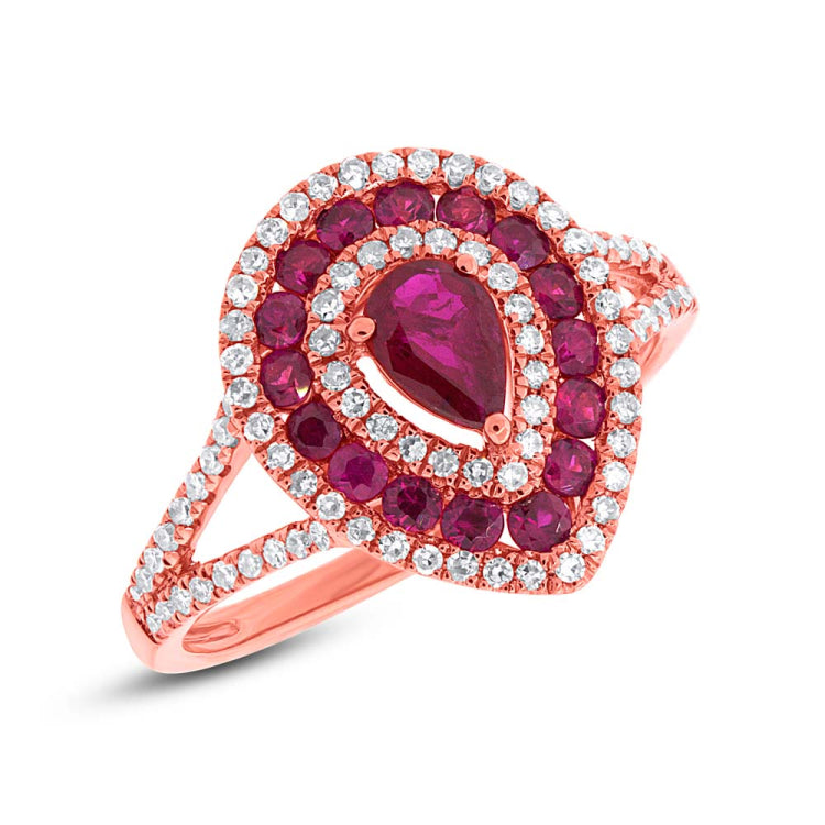 0.37ct Diamond & 0.98ct Ruby 14k Rose Gold Ring