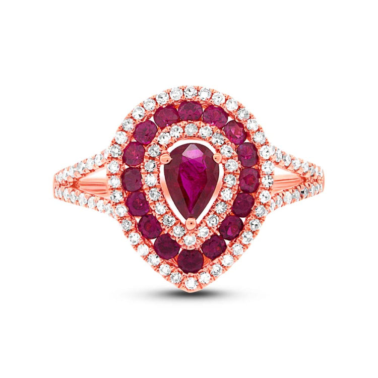 0.37ct Diamond & 0.98ct Ruby 14k Rose Gold Ring