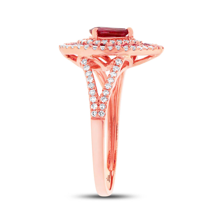 0.37ct Diamond & 0.98ct Ruby 14k Rose Gold Ring