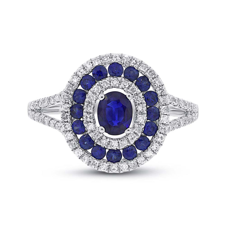 0.35ct Diamond & 0.89ct Blue Sapphire 14k White Gold Ring