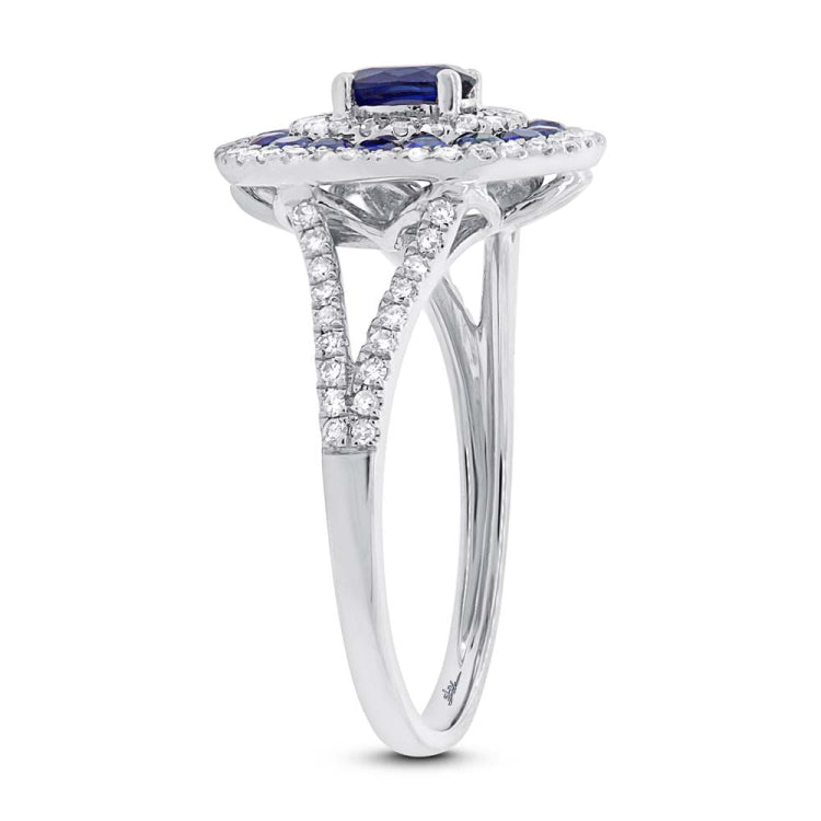 0.35ct Diamond & 0.89ct Blue Sapphire 14k White Gold Ring