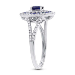 0.35ct Diamond & 0.89ct Blue Sapphire 14k White Gold Ring