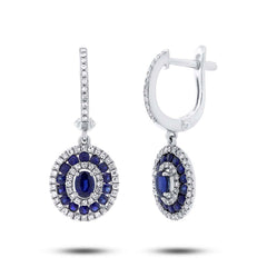 0.45ct Diamond & 1.14ct Blue Sapphire 14k White Gold Earring