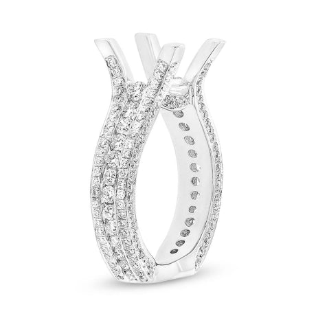 1.66ct 18k White Gold Diamond Semi-mount Ring Size 5.25