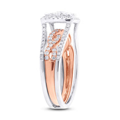 0.86ct 14k Two-tone Rose Gold Diamond Wedding Set Cluster Size 4.5