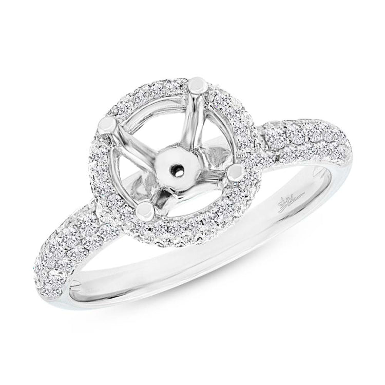 0.74ct 14k White Gold Diamond Semi-mount Ring