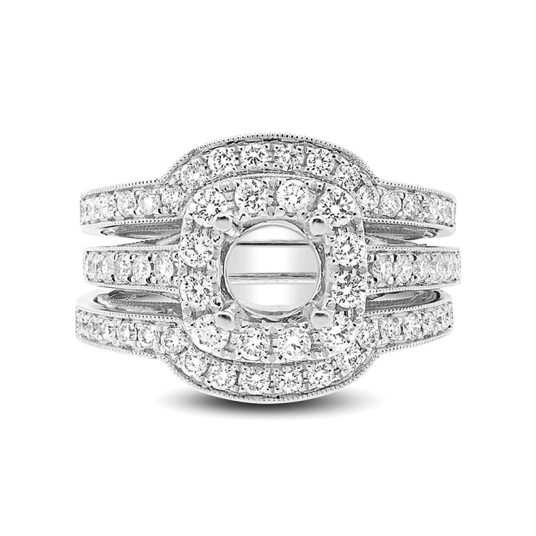0.75ct 14k White Gold Diamond Semi-mount Ring 2-pc