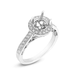 0.35ct 14k White Gold Diamond Semi-mount Ring for 1.00ct Center