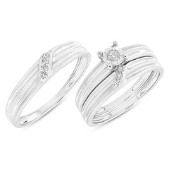 0.12ct14k White Gold Diamond Trio Set