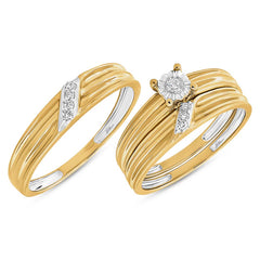 0.12ct 14k Yellow Gold Diamond Trio Set