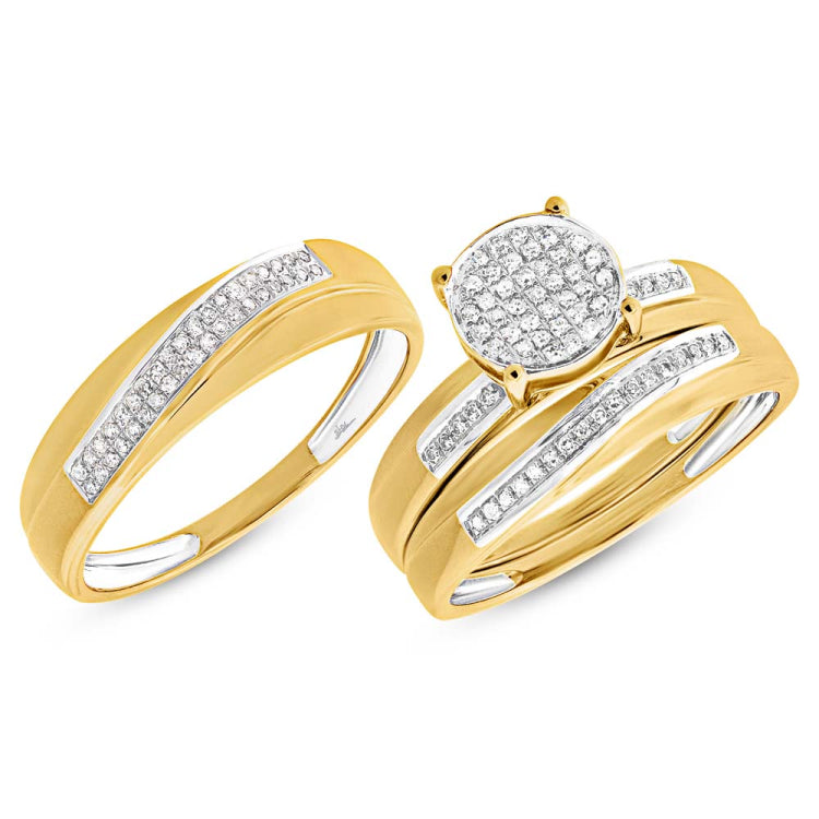 0.25ct 14k Yellow Gold Diamond Trio Set