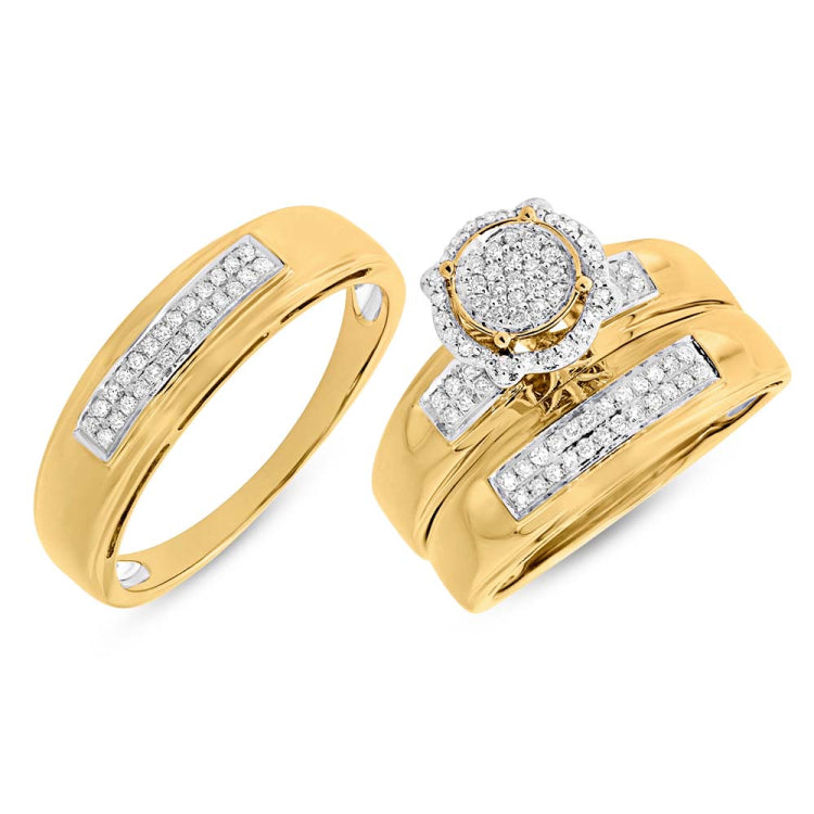 0.39ct 14k Yellow Gold Diamond Trio Set