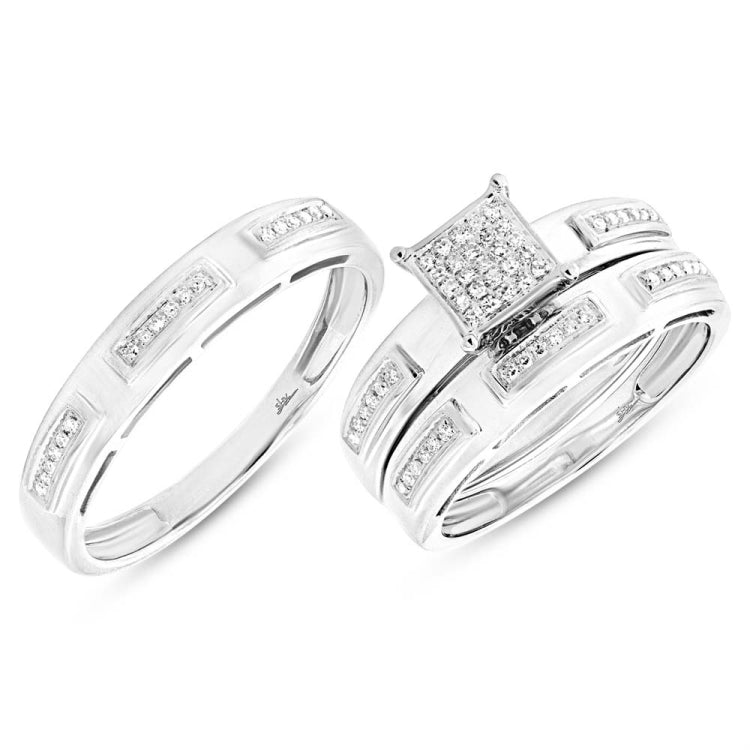 0.18ct 14k White Gold Diamond Trio Set