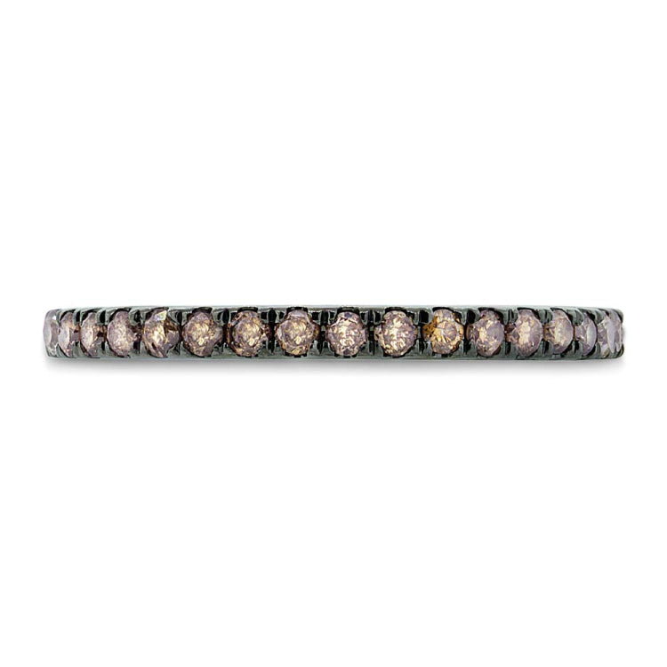 0.43ct 14k Black Rhodium Gold Champagne Diamond Lady's Band Size 8