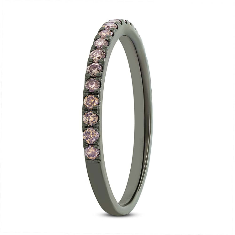 0.43ct 14k Black Rhodium Gold Champagne Diamond Lady's Band Size 8