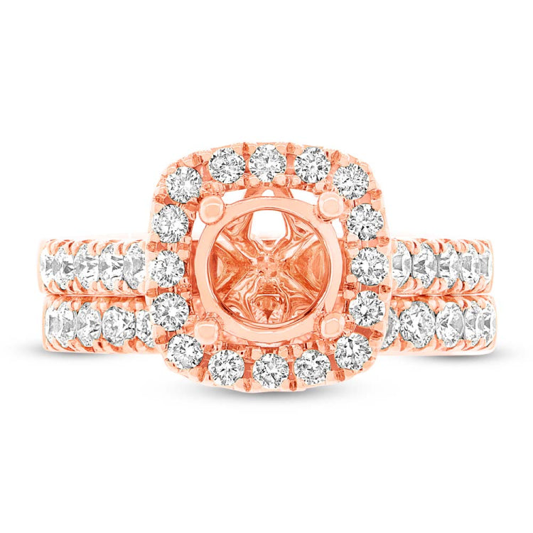 1.25ct 14k Rose Gold Diamond Semi-mount Ring 2-pc