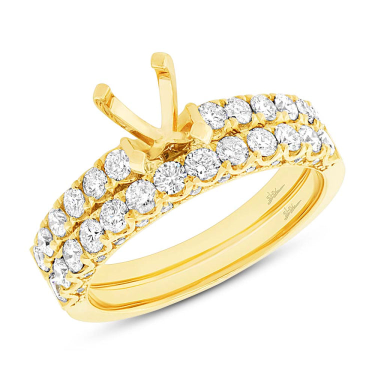 1.37ct 14k Yellow Gold Diamond Semi-mount Ring 2-pc