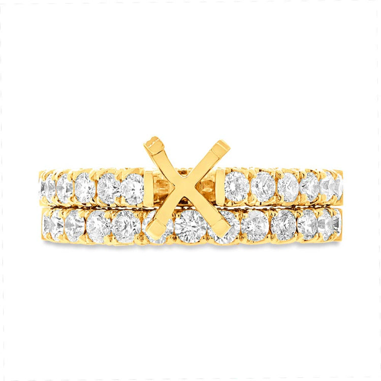 1.37ct 14k Yellow Gold Diamond Semi-mount Ring 2-pc