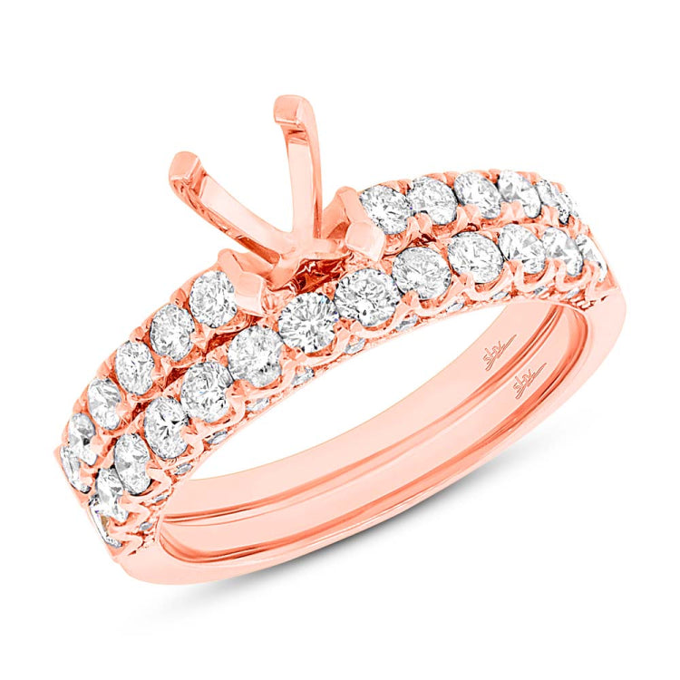 1.37ct 14k Rose Gold Diamond Semi-mount Ring 2-pc