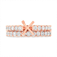 1.37ct 14k Rose Gold Diamond Semi-mount Ring 2-pc