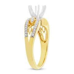 0.20ct 14k Yellow Gold Diamond Semi-mount Ring for 1.00ct Center