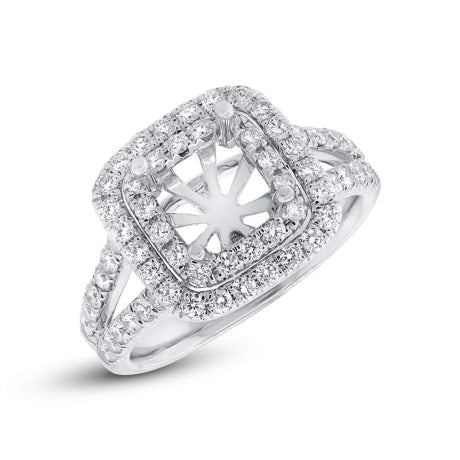 0.93ct 14k White Gold Diamond Semi-mount Ring Size 6.25
