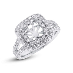 0.93ct 14k White Gold Diamond Semi-mount Ring Size 6.25