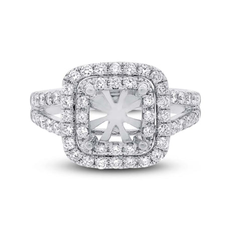 0.93ct 14k White Gold Diamond Semi-mount Ring Size 6.25