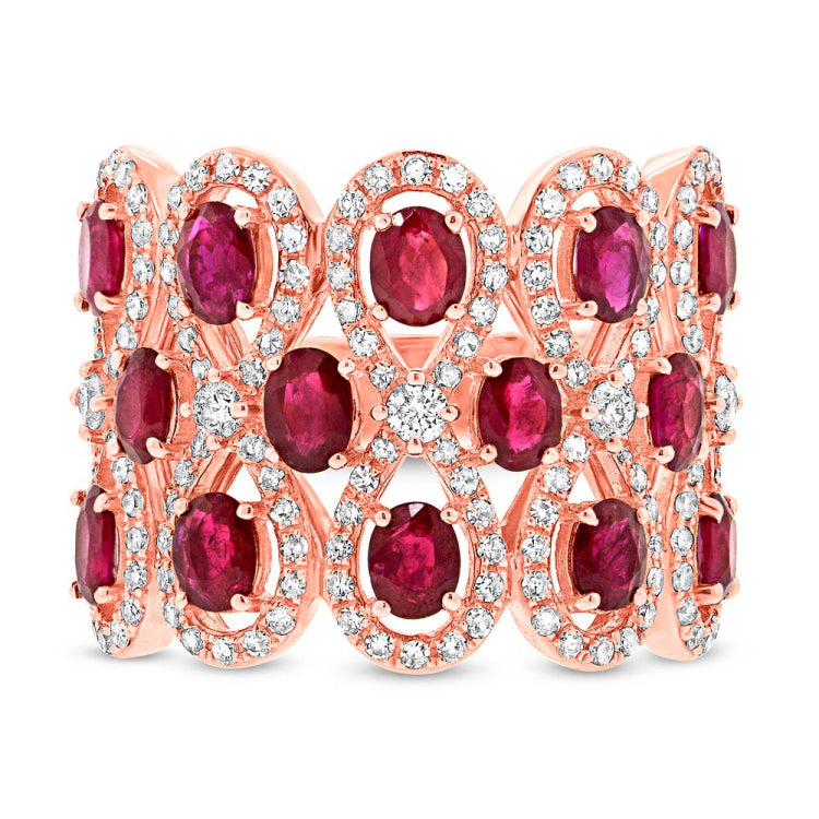 0.92ct Diamond & 2.65ct Ruby 14k Rose Gold Ring
