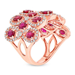 0.92ct Diamond & 2.65ct Ruby 14k Rose Gold Ring