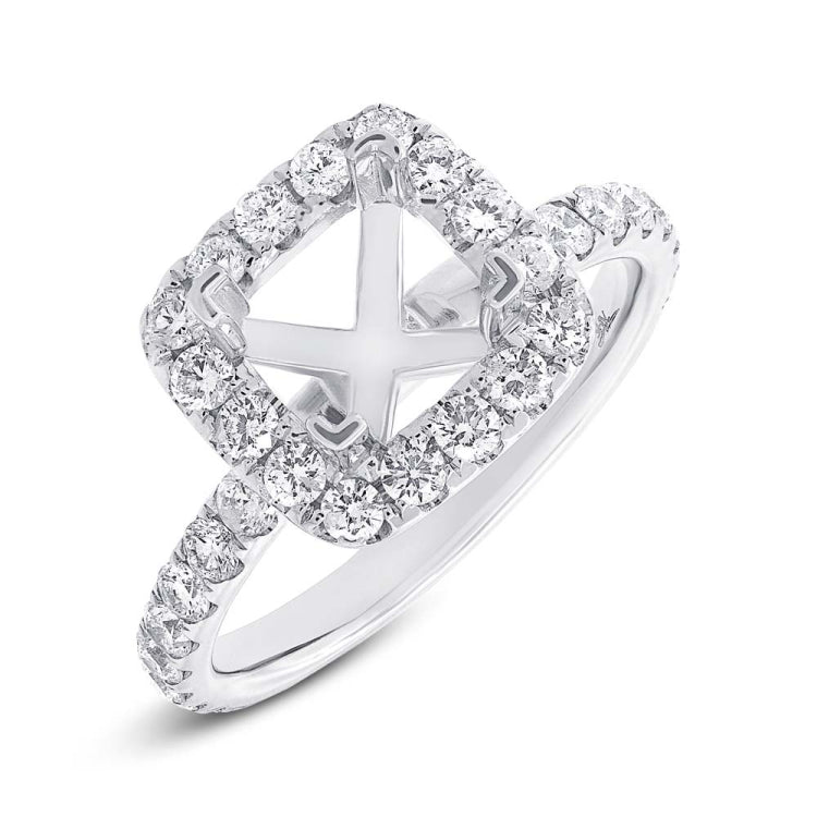 1.00ct 14k White Gold Diamond Semi-mount Ring for 6.5x6mm Center