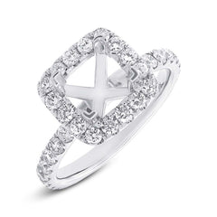 1.00ct 14k White Gold Diamond Semi-mount Ring for 6.5x6mm Center