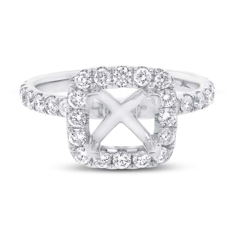 1.00ct 14k White Gold Diamond Semi-mount Ring for 6.5x6mm Center