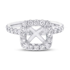 1.00ct 14k White Gold Diamond Semi-mount Ring for 6.5x6mm Center
