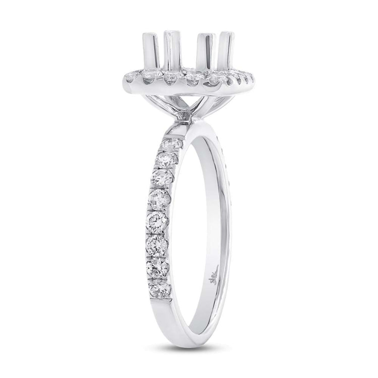 1.00ct 14k White Gold Diamond Semi-mount Ring for 6.5x6mm Center