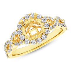0.60ct 14k Yellow Gold Diamond Semi-mount Ring for 1.00ct Center