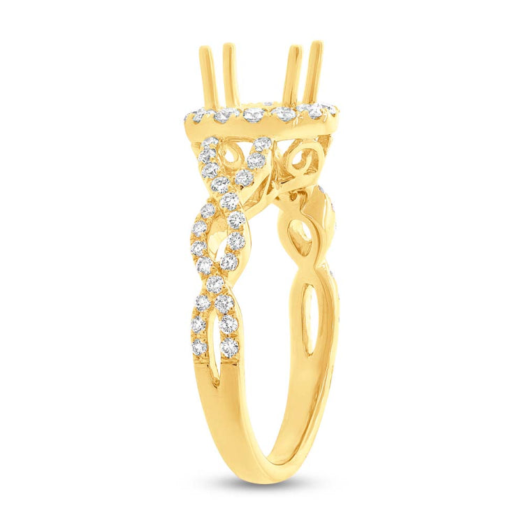 0.60ct 14k Yellow Gold Diamond Semi-mount Ring for 1.00ct Center