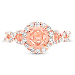 0.60ct 14k Rose Gold Diamond Semi-mount Ring for 1.00ct Center