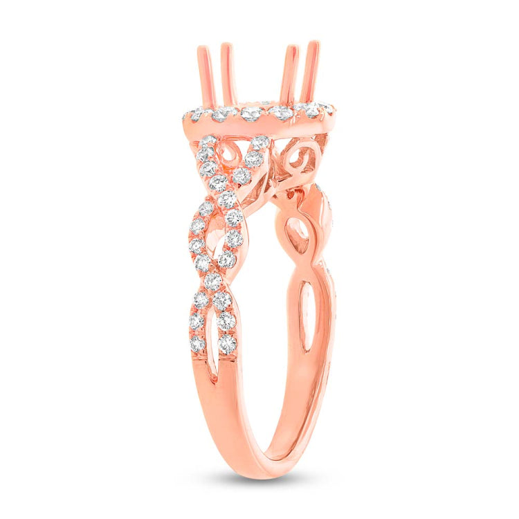 0.60ct 14k Rose Gold Diamond Semi-mount Ring for 1.00ct Center