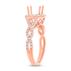 0.60ct 14k Rose Gold Diamond Semi-mount Ring for 1.00ct Center