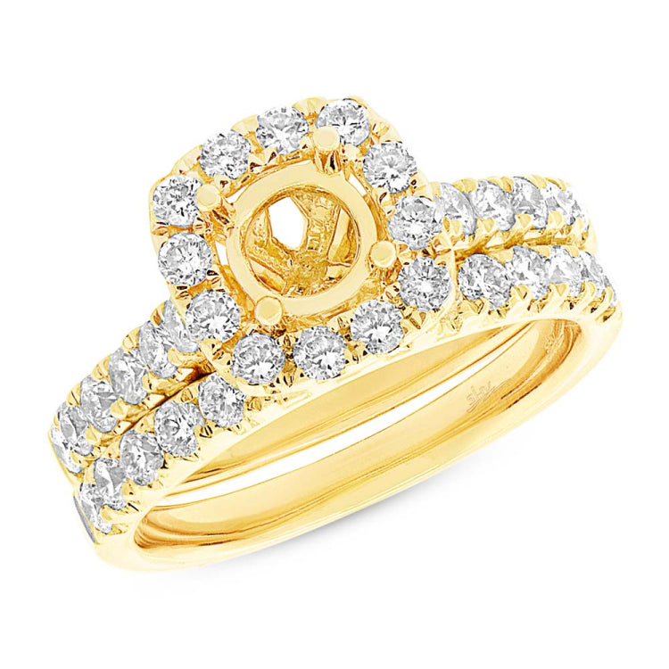 1.25ct 14k Yellow Gold Diamond Semi-mount Ring 2-pc for 0.75ct Center