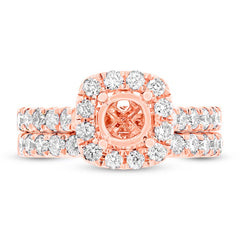 1.25ct 14k Rose Gold Diamond Semi-mount Ring 2-pc for 0.75ct Center