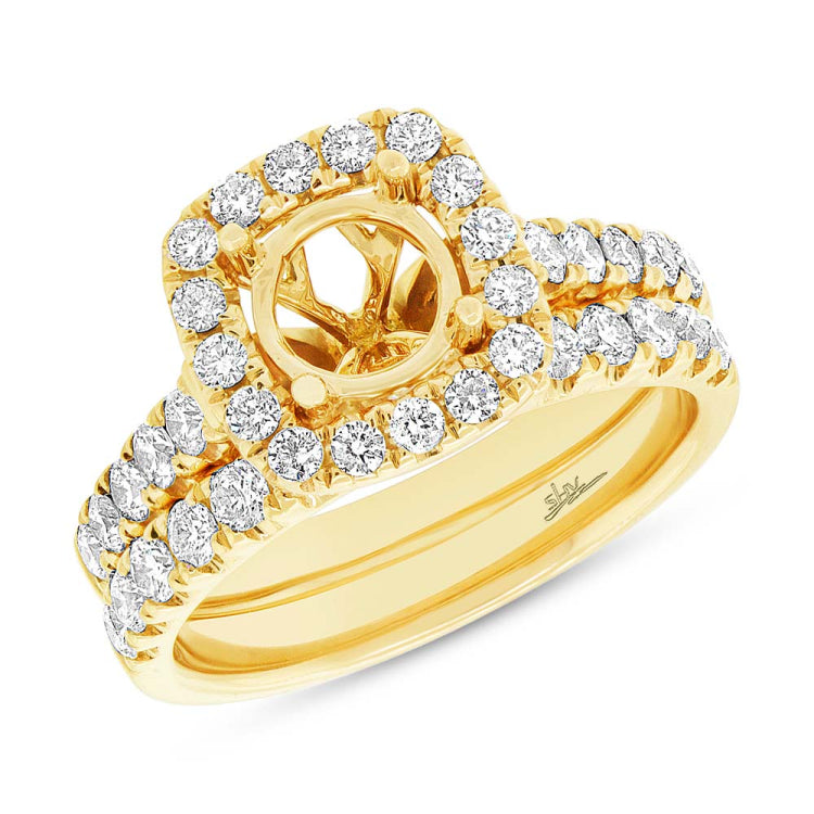 1.25ct 14k Yellow Gold Diamond Semi-mount Ring 2-pc for 1.00ct Center