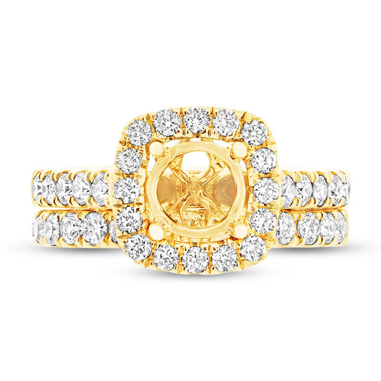 1.25ct 14k Yellow Gold Diamond Semi-mount Ring 2-pc for 1.00ct Center