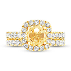 1.25ct 14k Yellow Gold Diamond Semi-mount Ring 2-pc for 1.00ct Center