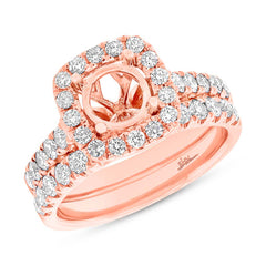 1.25ct 14k Rose Gold Diamond Semi-mount Ring 2-pc for 1.00ct Center
