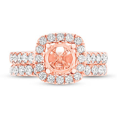 1.25ct 14k Rose Gold Diamond Semi-mount Ring 2-pc for 1.00ct Center