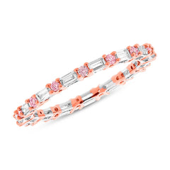 0.82ct 14k Two-tone Rose Gold Natural Pink Diamond Eternity Band Size 7.5
