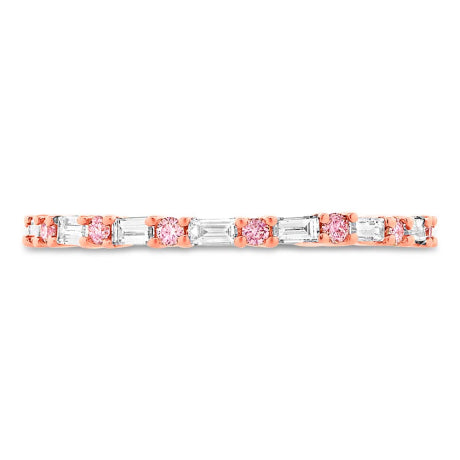 0.82ct 14k Two-tone Rose Gold Natural Pink Diamond Eternity Band Size 7.5